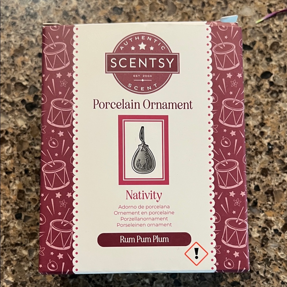 Scentsy Plum and Cream Porcelain Nativity Ornament Box